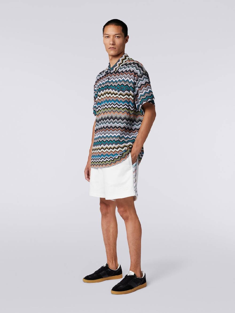 M Missoni Polo in maglia di viscosa e cotone zig zag Consegna Veloce