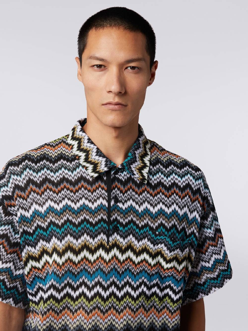 M Missoni Polo in maglia di viscosa e cotone zig zag Consegna Veloce
