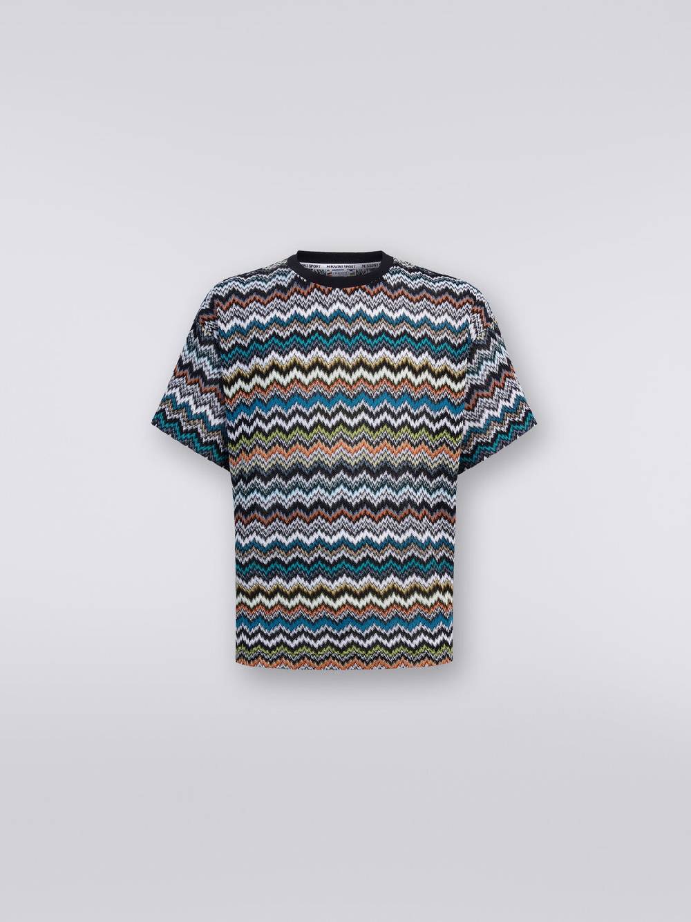 M Missoni T-shirt girocollo in maglia di cotone zig zag Promozione Limitata