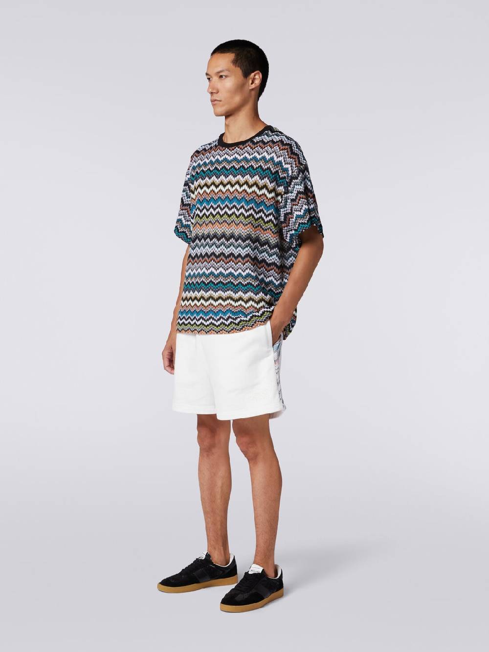 M Missoni T-shirt girocollo in maglia di cotone zig zag Promozione Limitata