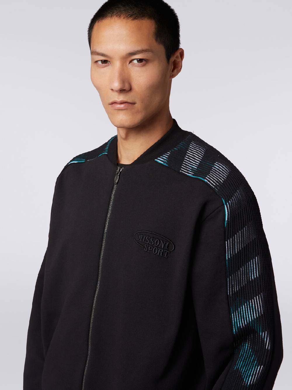 M Missoni Cardigan in felpa di cotone con dettagli in maglia zig zag Shopping Online