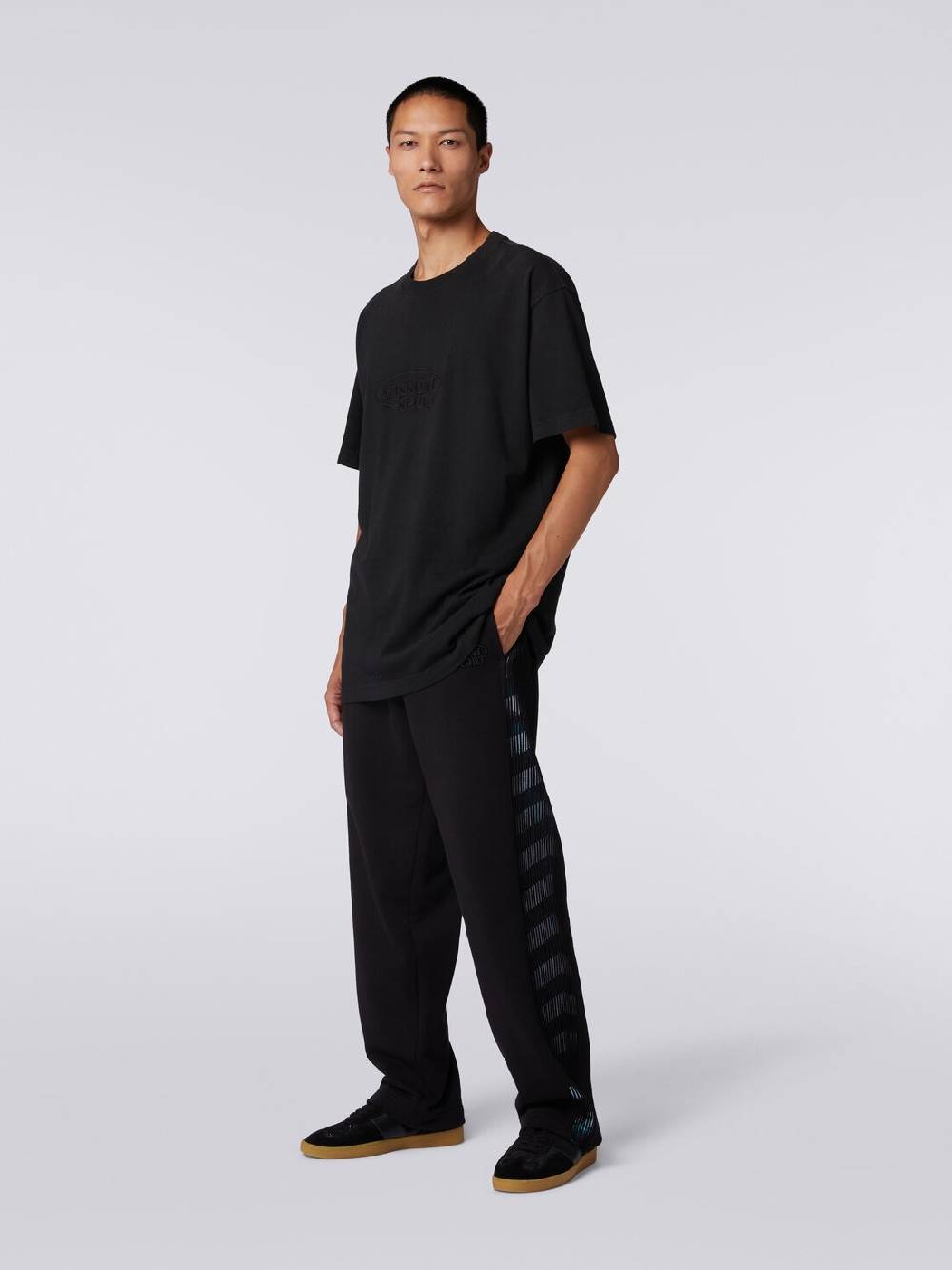 M Missoni Pantaloni in felpa con logo e bande laterali in maglia Prezzo Ridotto