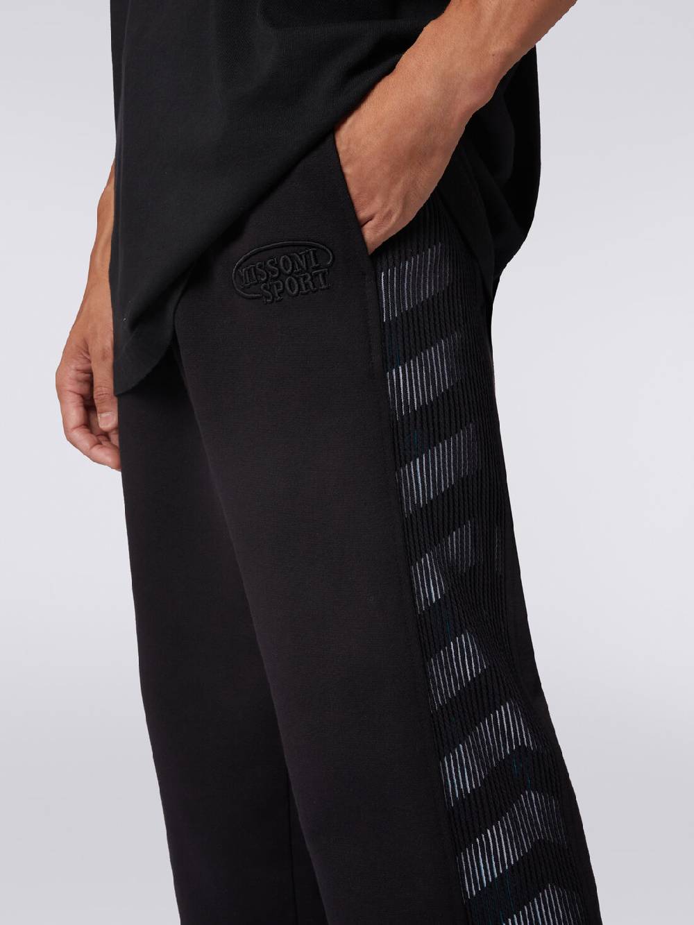 M Missoni Pantaloni in felpa con logo e bande laterali in maglia Prezzo Ridotto