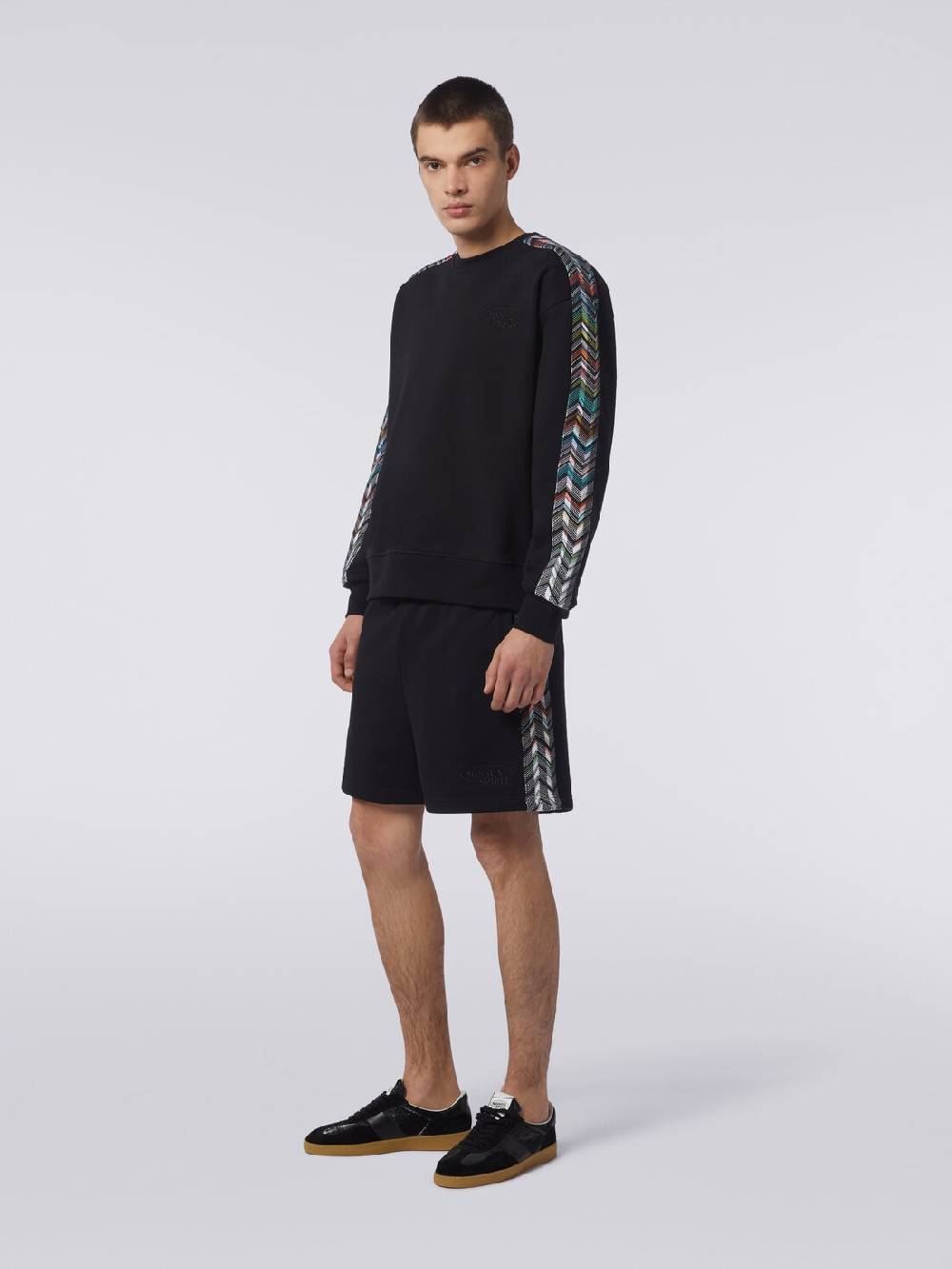 M Missoni Felpa girocollo in cotone con dettagli in maglia zig zag Sottocosto