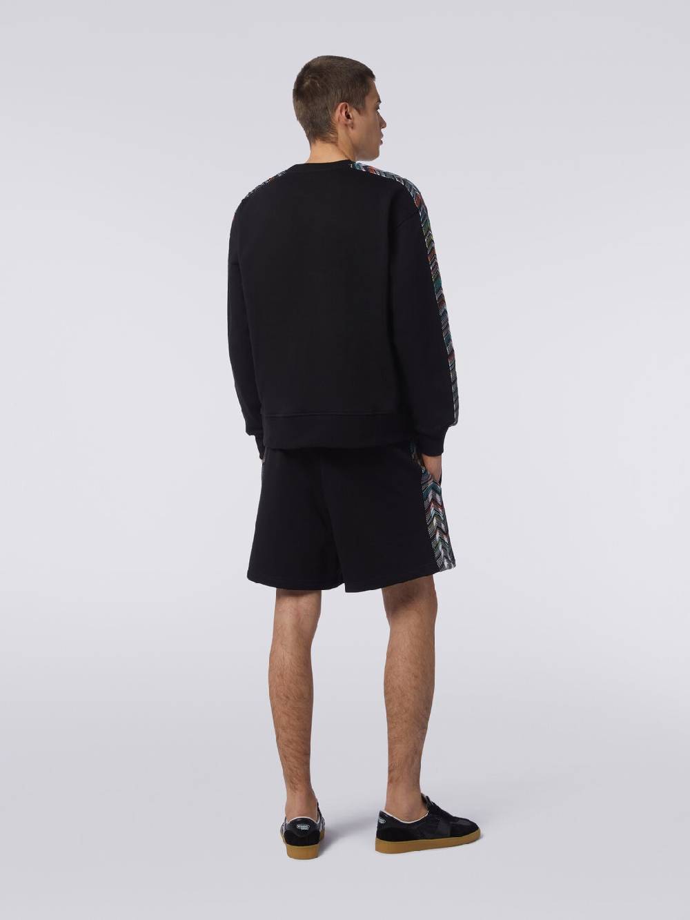 M Missoni Felpa girocollo in cotone con dettagli in maglia zig zag Sottocosto