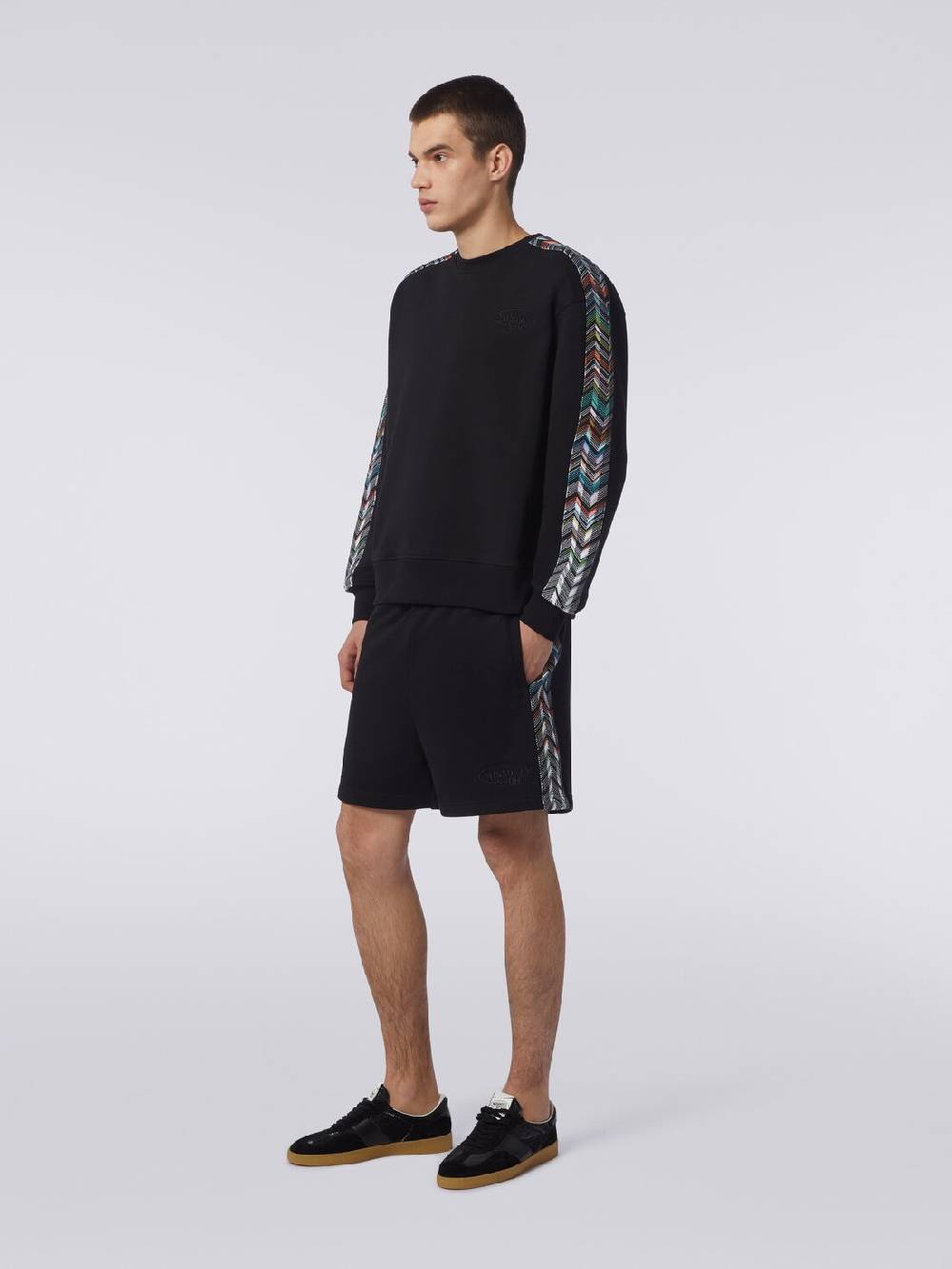 M Missoni Shorts in felpa con logo e bande laterali in maglia Presa