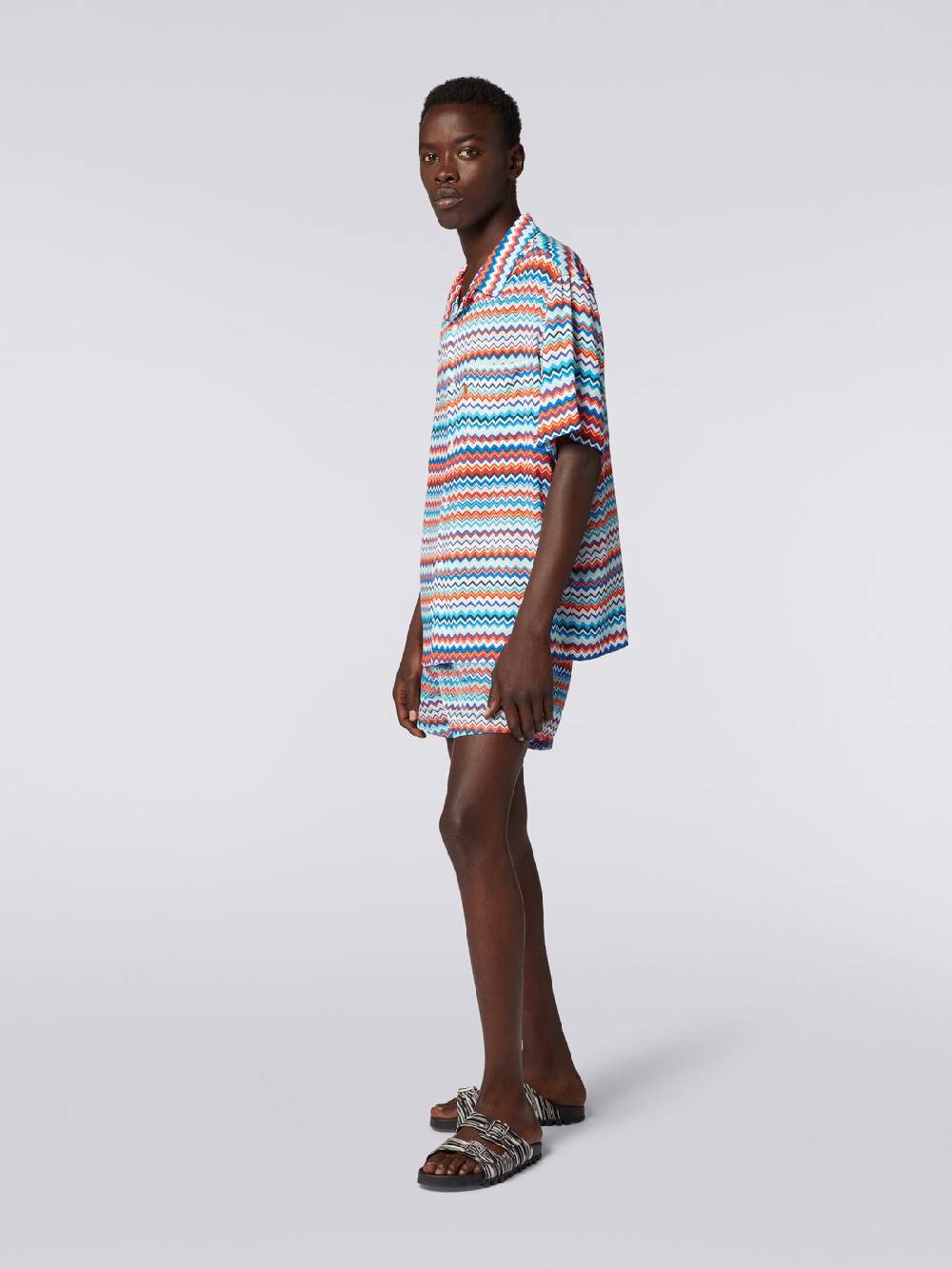 M Missoni Camicia a maniche corte modello bowling in viscosa zig zag Economico