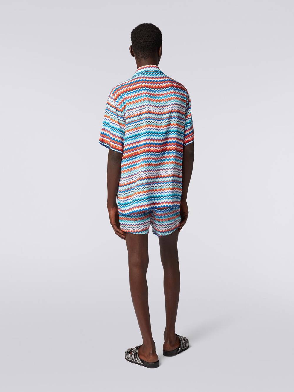 M Missoni Camicia a maniche corte modello bowling in viscosa zig zag Economico