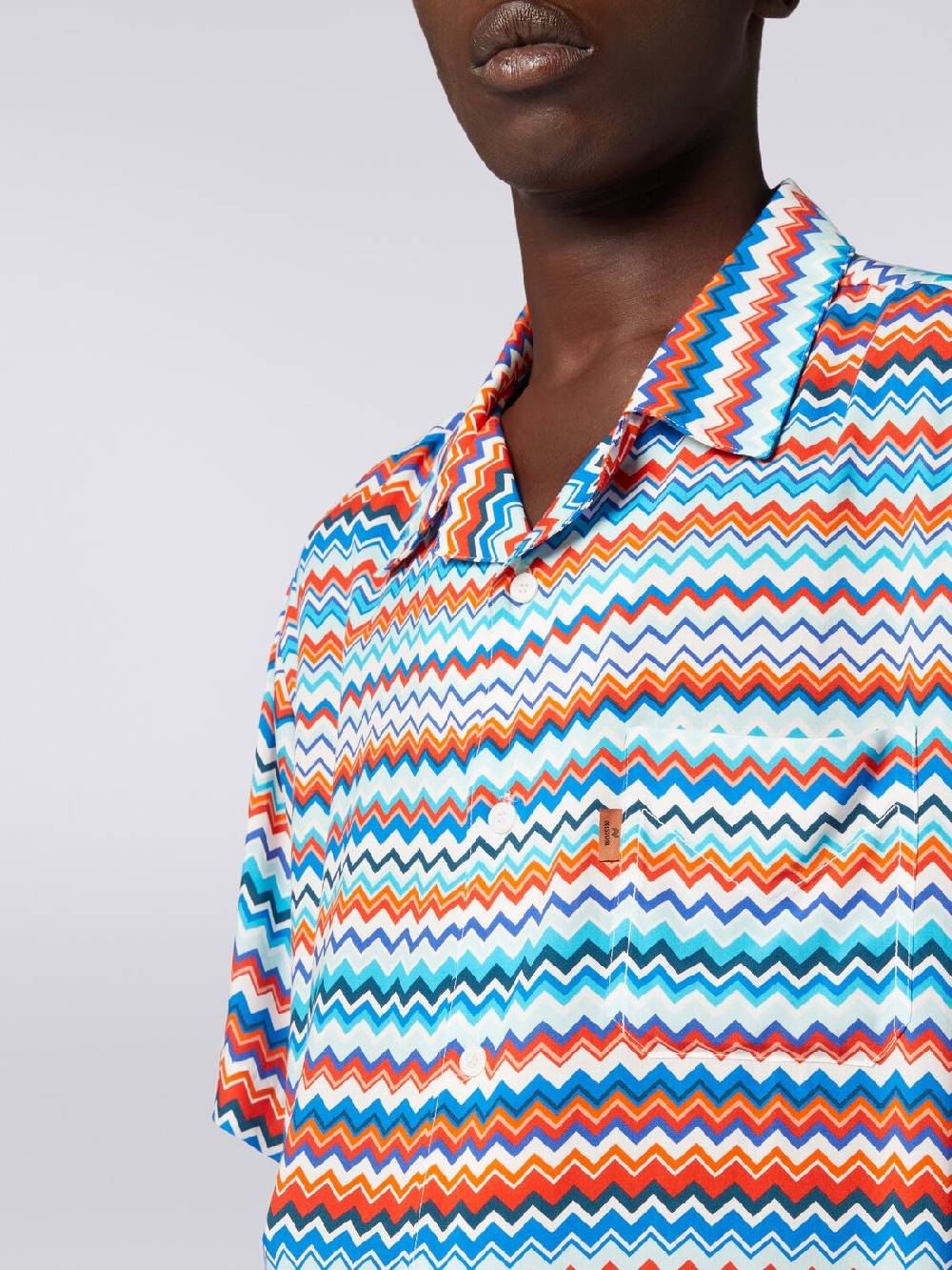 M Missoni Camicia a maniche corte modello bowling in viscosa zig zag Economico