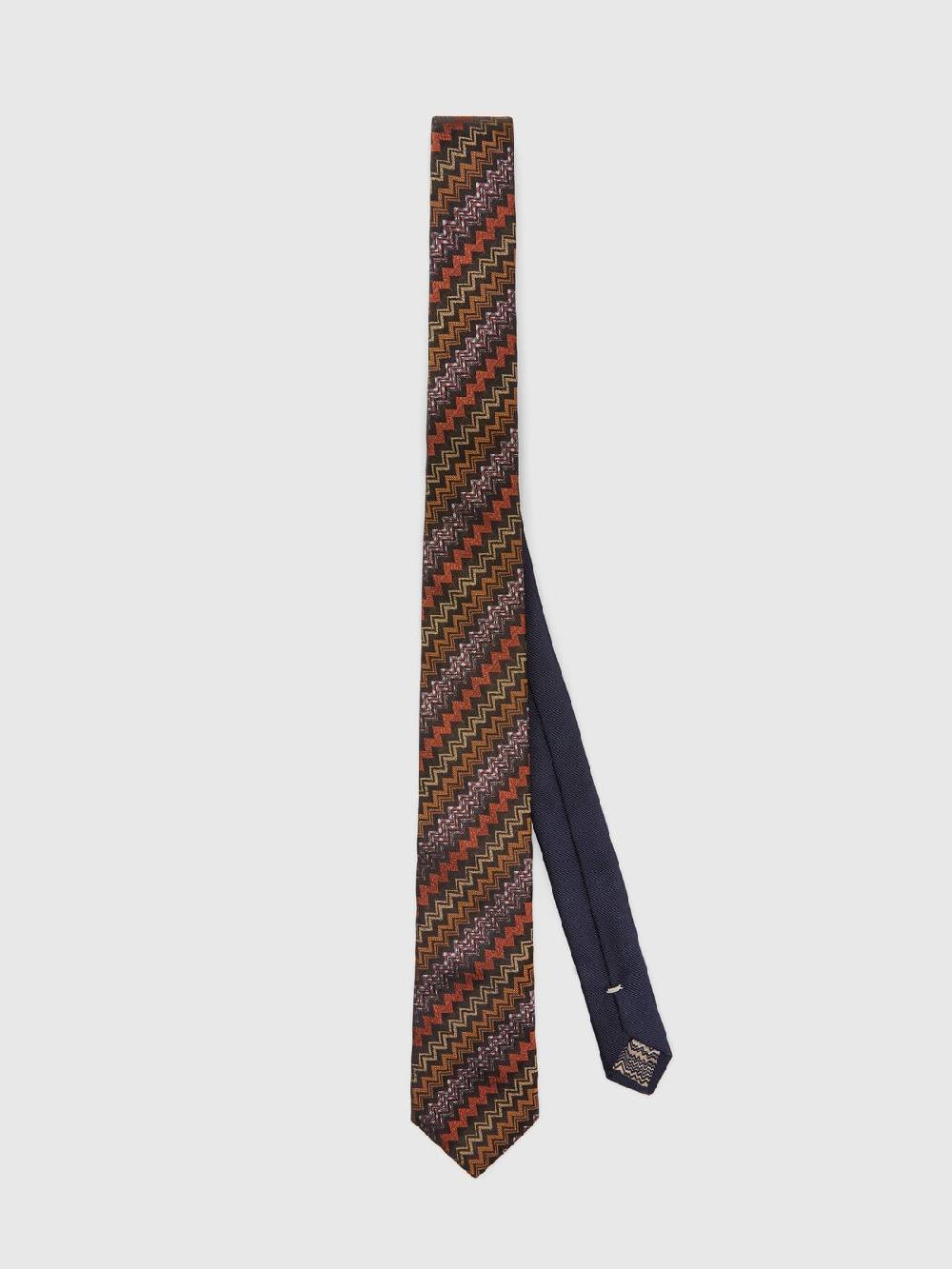 M Missoni Cravatta in seta con motivo zig zag In Vendita