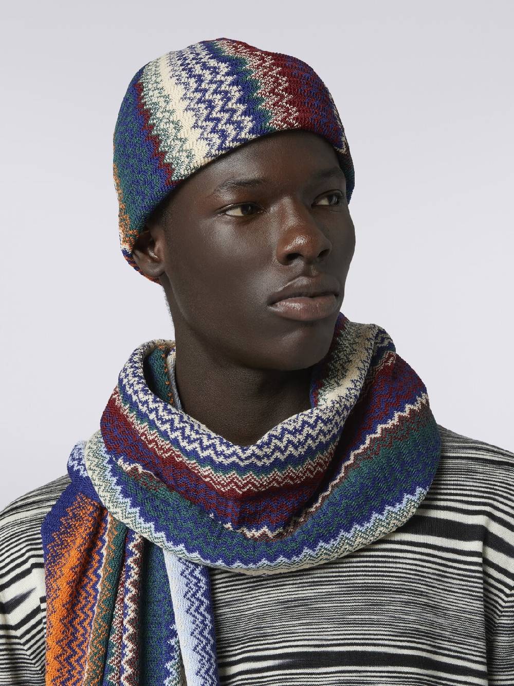 M Missoni Beanie in misto lana zig zag Nuovo