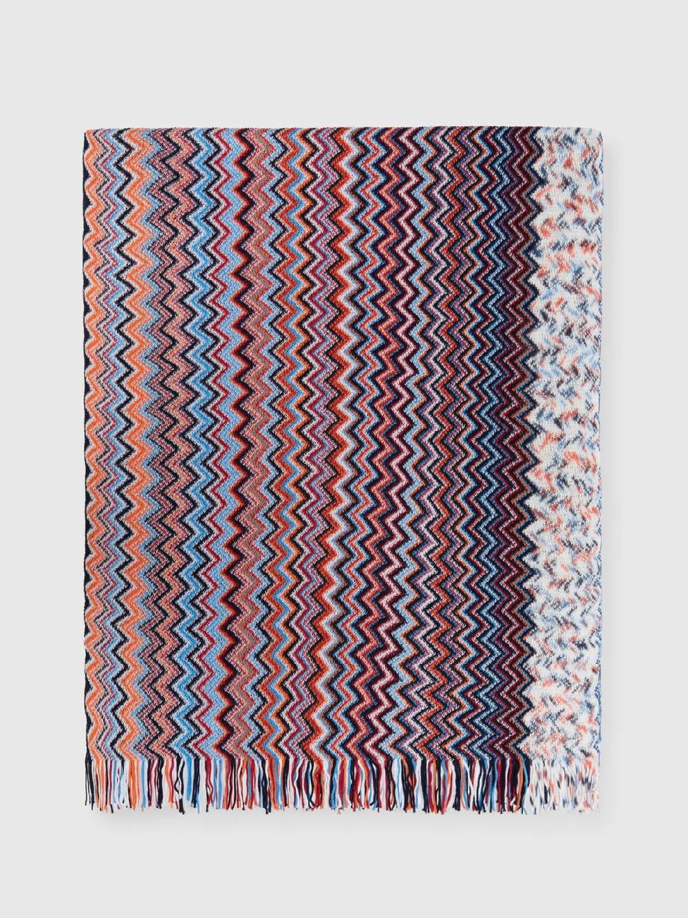 M Missoni Sciarpa in cotone chevron con frange Offerte speciali