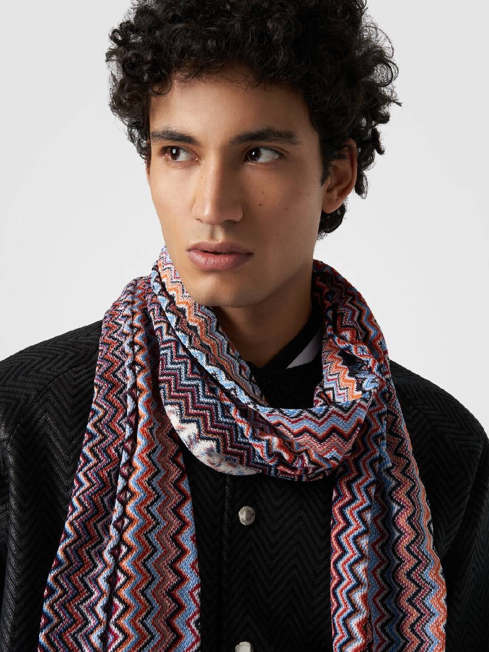 M Missoni Sciarpa in cotone chevron con frange Offerte speciali