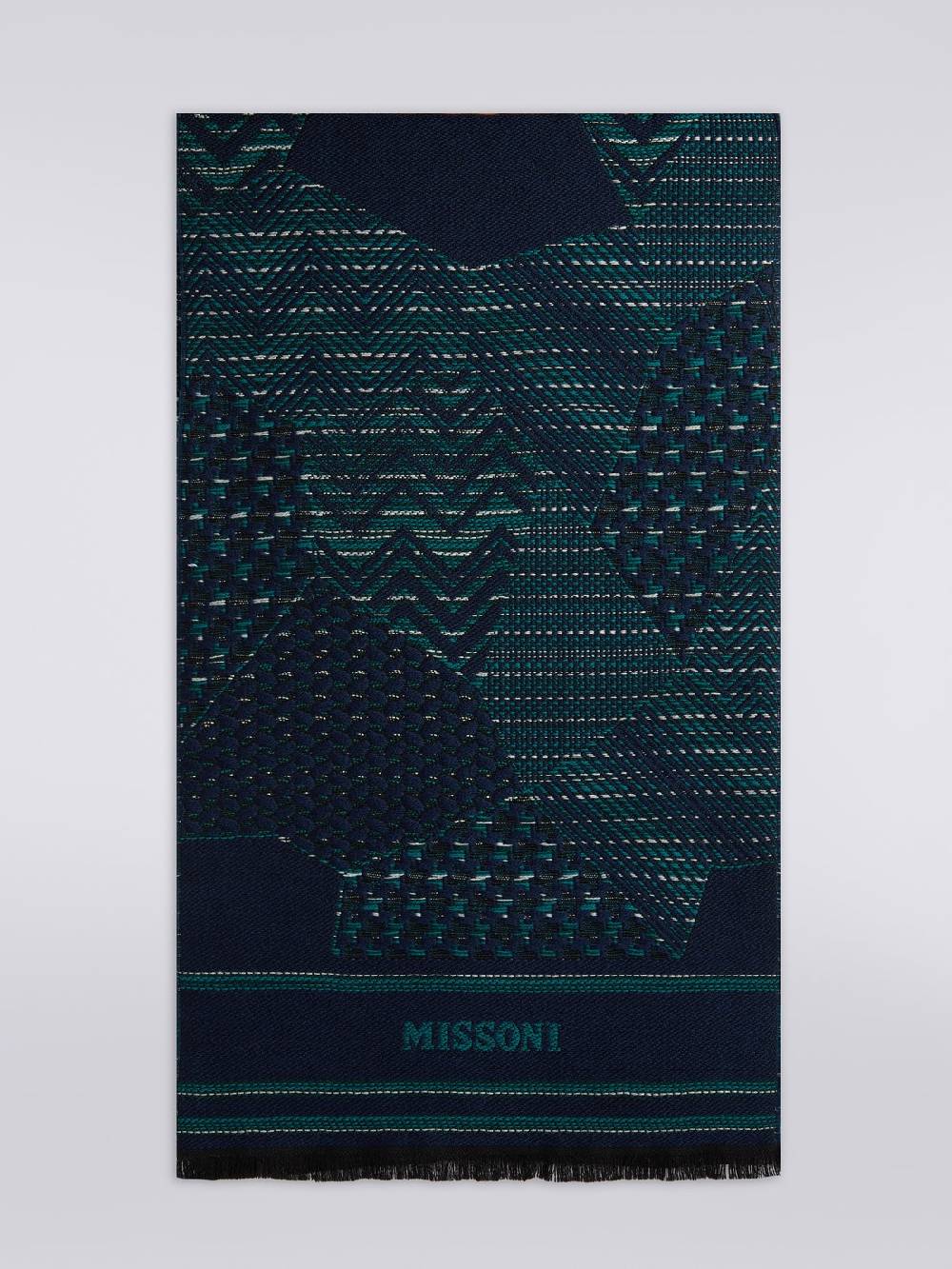 M Missoni Sciarpa in maglia di lana con multi-lavorazione e bordi sfrangiati Convenienza