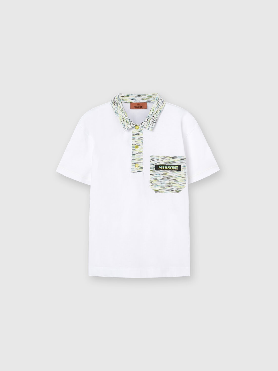 M Missoni Polo a maniche corte in cotone con inserti fiammati Offerte