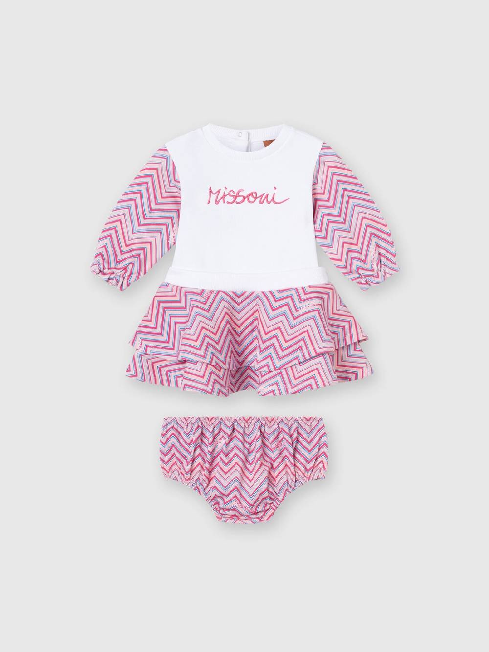M Missoni Abito in jersey di cotone con inserti zig zag Vendita Economica