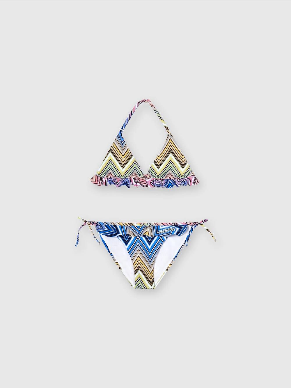 M Missoni Bikini chevron con volant e scritta logo Saldi Di Fabbrica