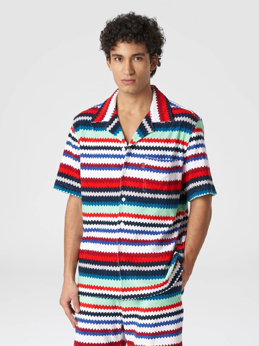 M Missoni Camicia a maniche corte modello bowling in spugna zig zag Nuova