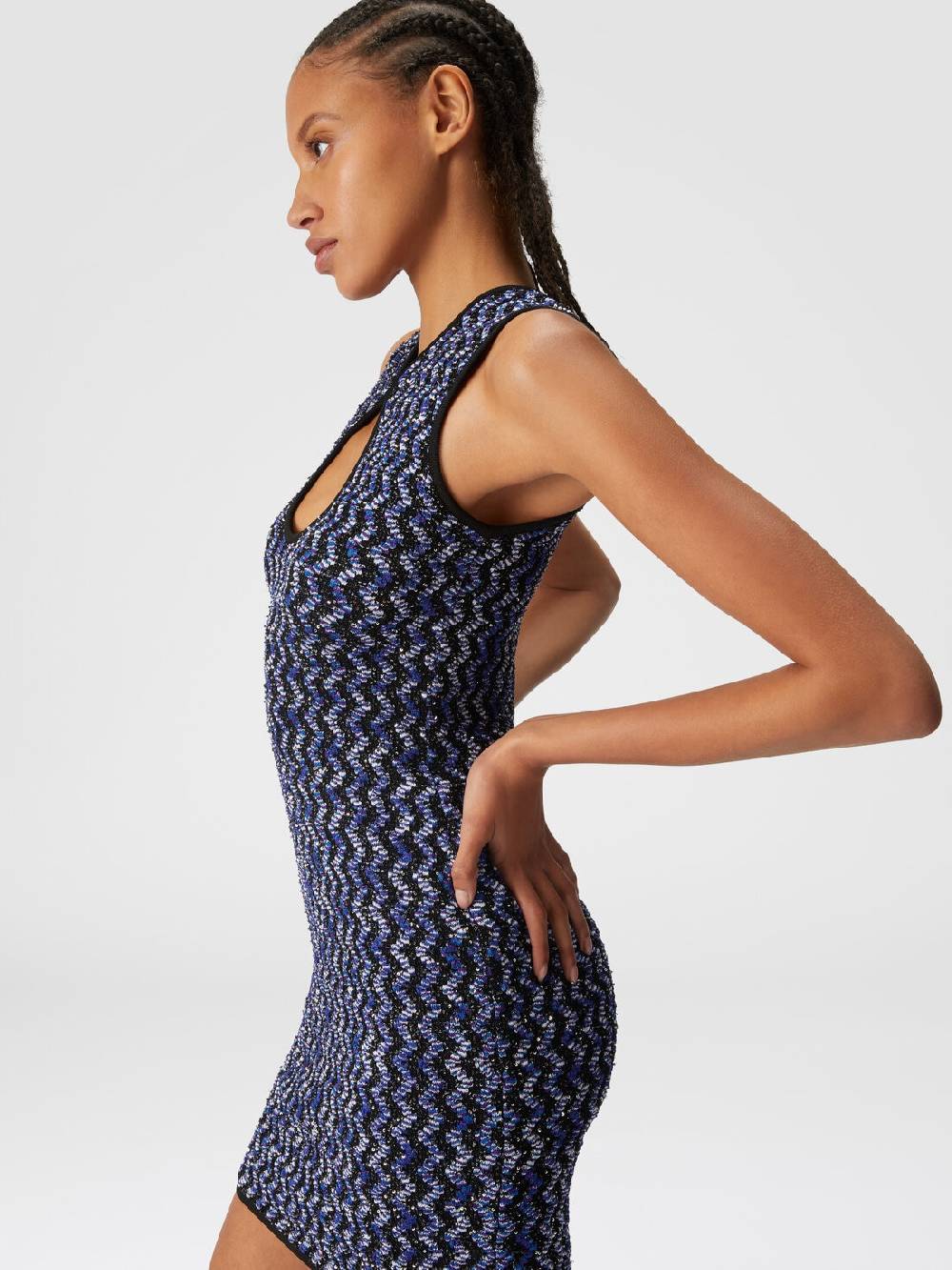 M Missoni Mini-abito senza maniche zig zag con paillettes Italia