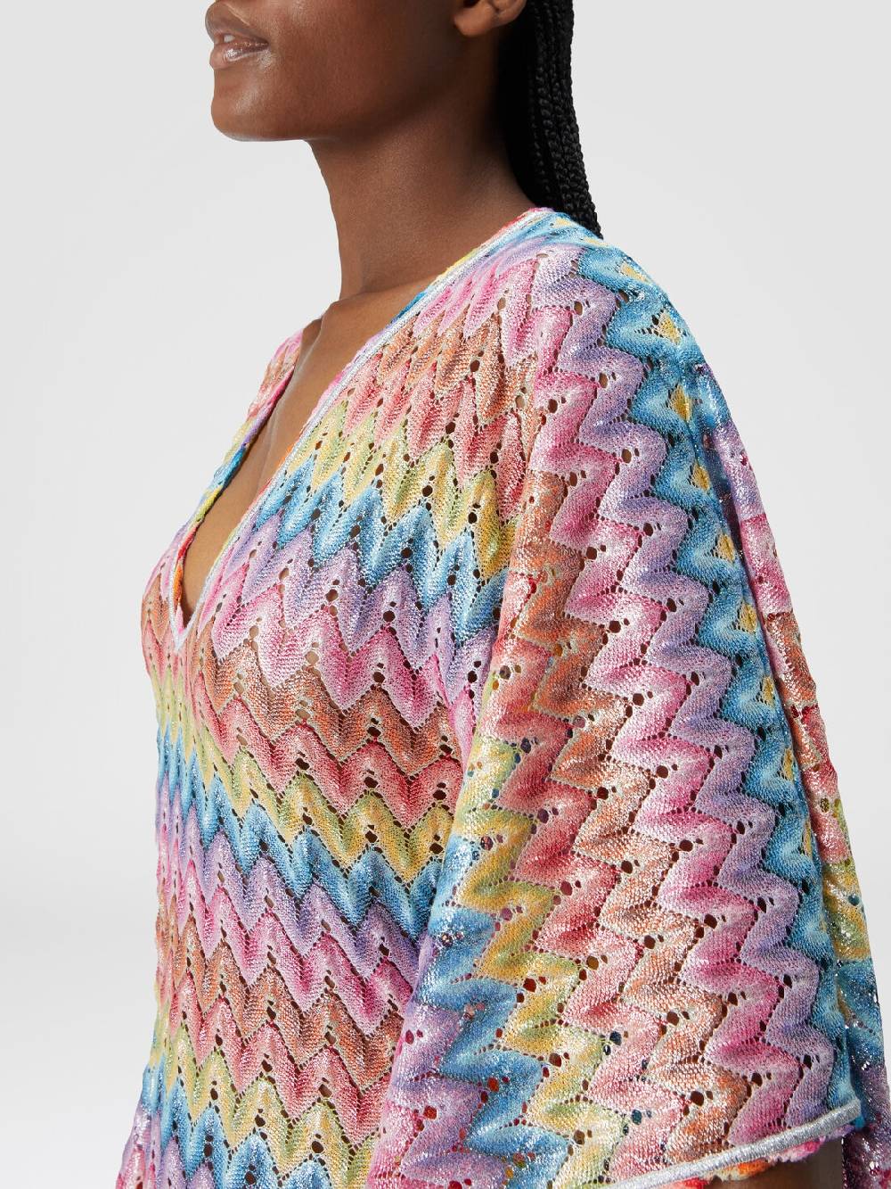 M Missoni Caftano copricostume lungo in pizzo spalmato In Linea