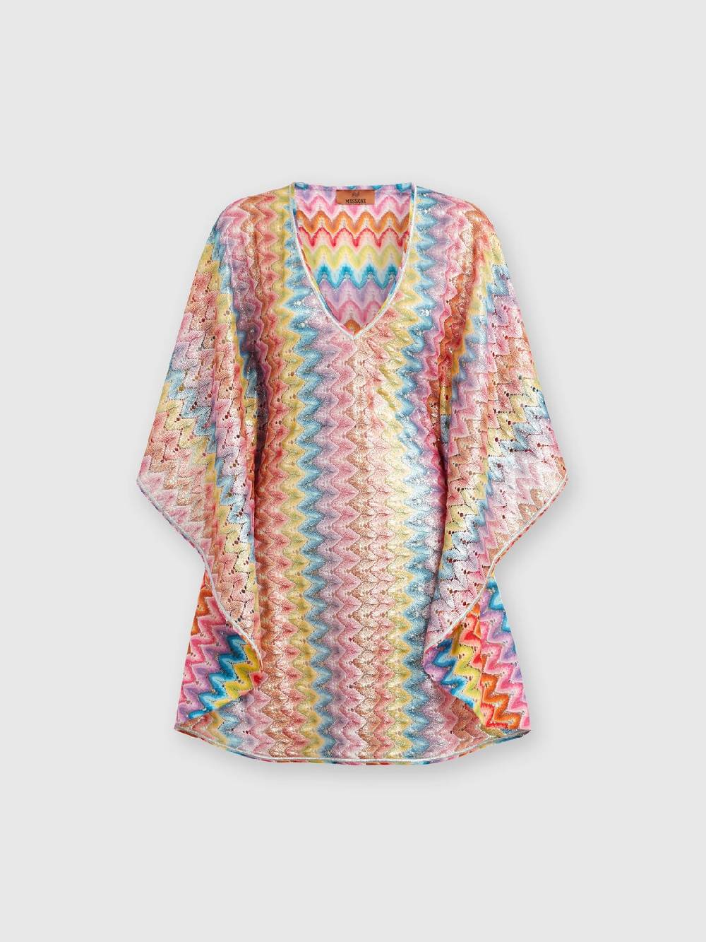 M Missoni Caftano copricostume corto in pizzo spalmato Nuovo