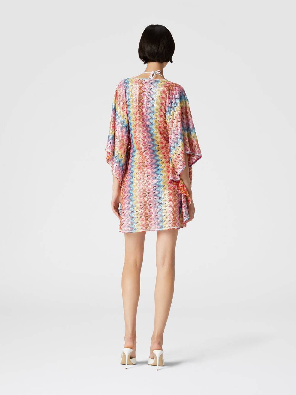 M Missoni Caftano copricostume corto in pizzo spalmato Nuovo