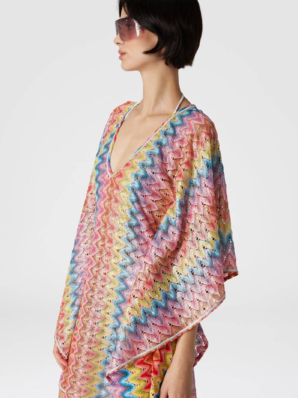 M Missoni Caftano copricostume corto in pizzo spalmato Nuovo