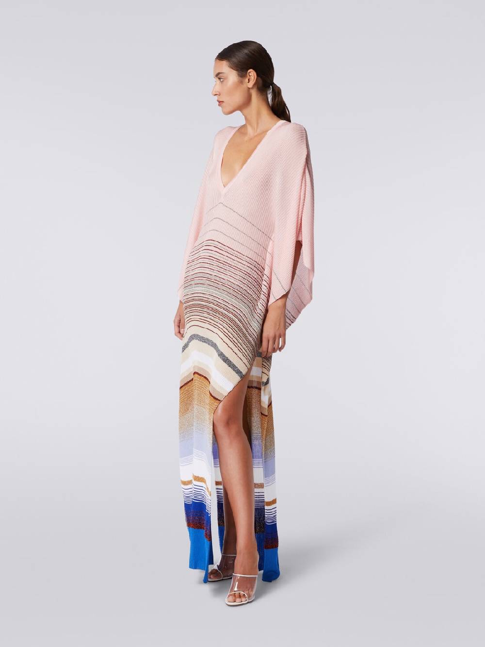 M Missoni Caftano copricostume lungo in maglia a costine rigata con lurex Spedizione Gratuita