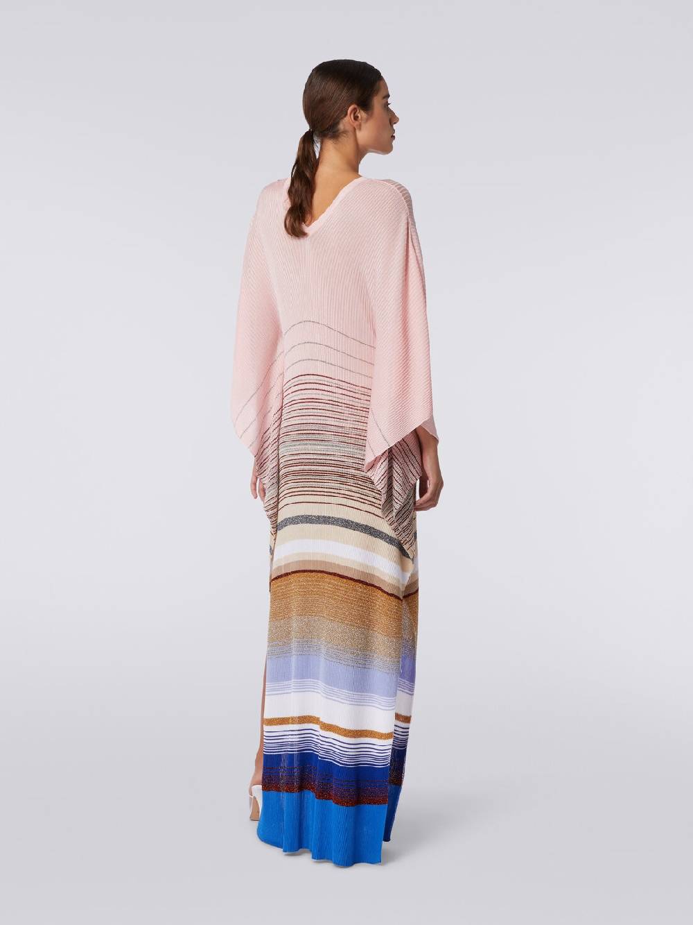 M Missoni Caftano copricostume lungo in maglia a costine rigata con lurex Spedizione Gratuita