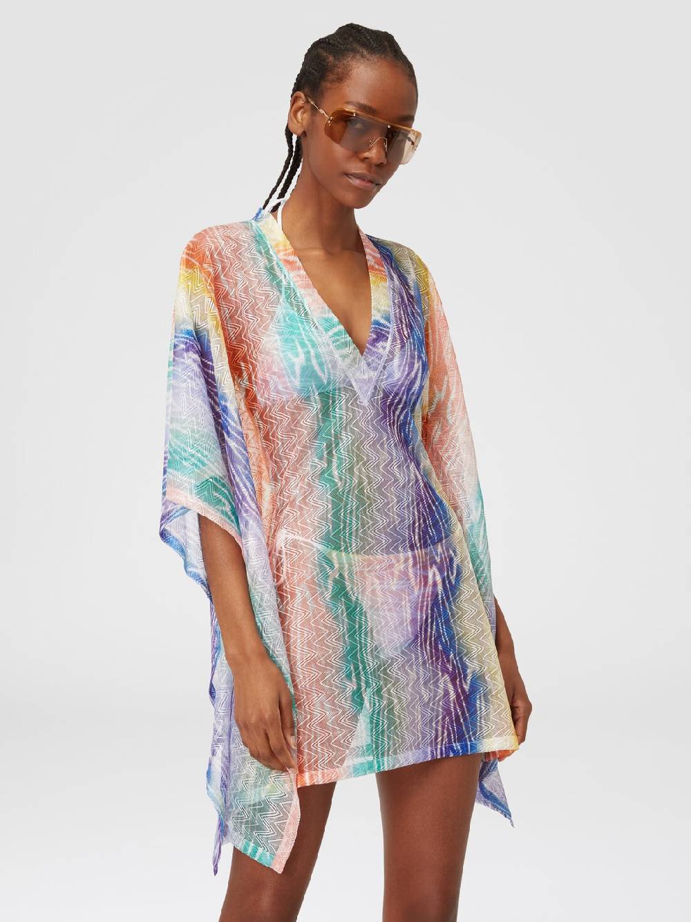 M Missoni Caftano copricostume corto stampa tie-dye Pezzi Unici