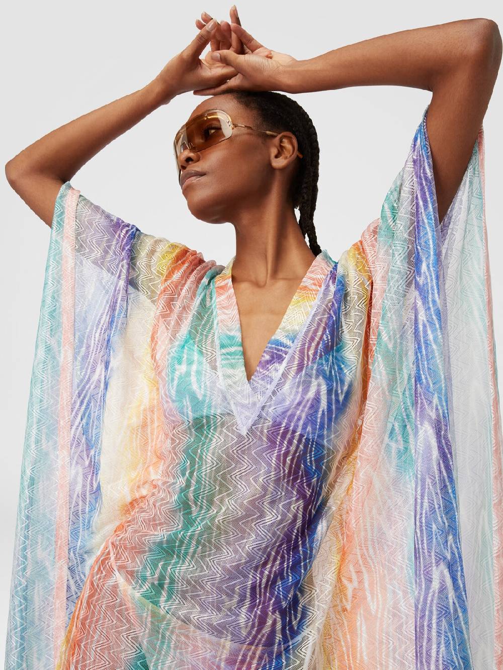 M Missoni Caftano copricostume corto stampa tie-dye Pezzi Unici