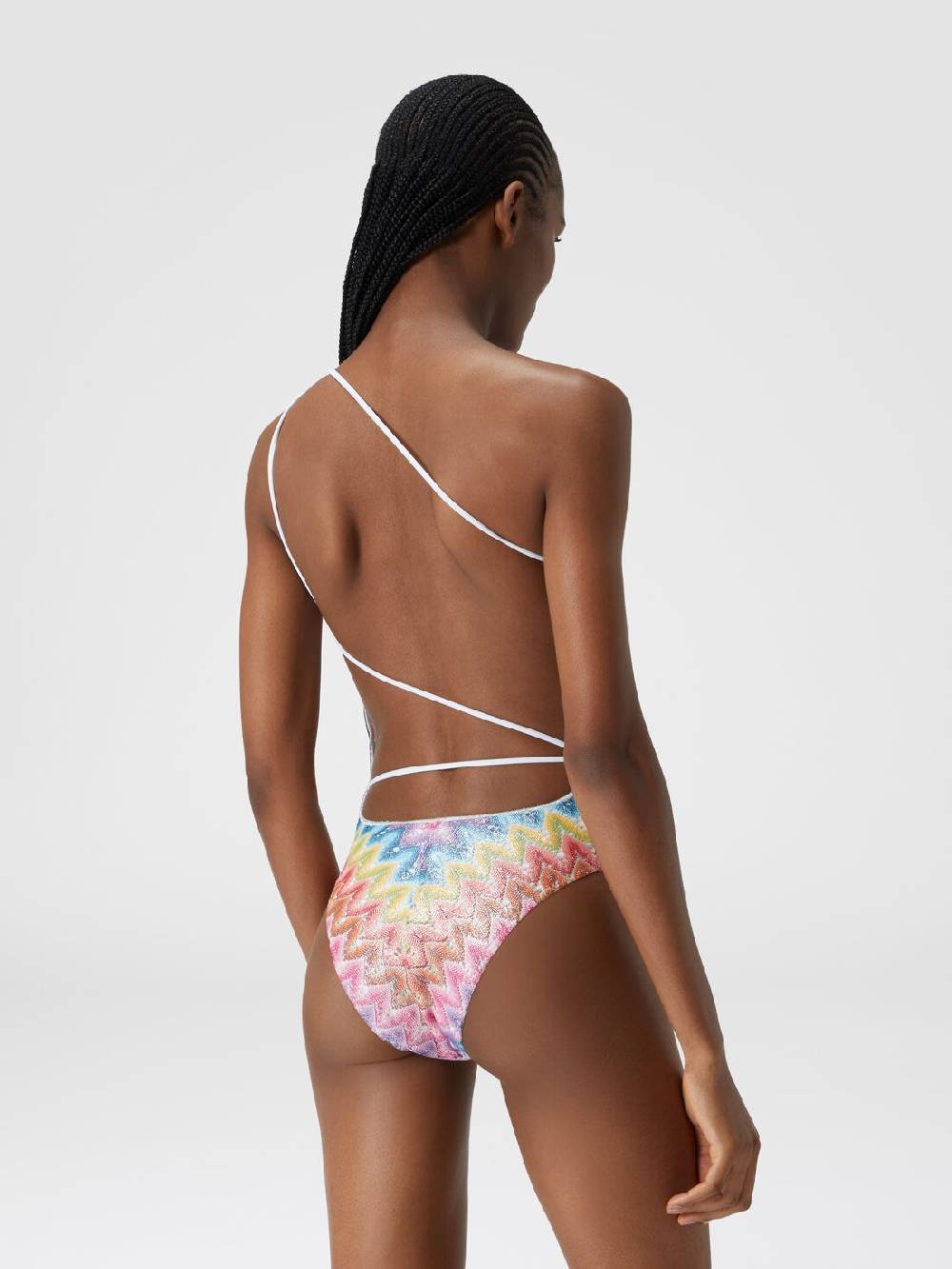 M Missoni Costume intero monospalla in pizzo spalmato Acquista Ora