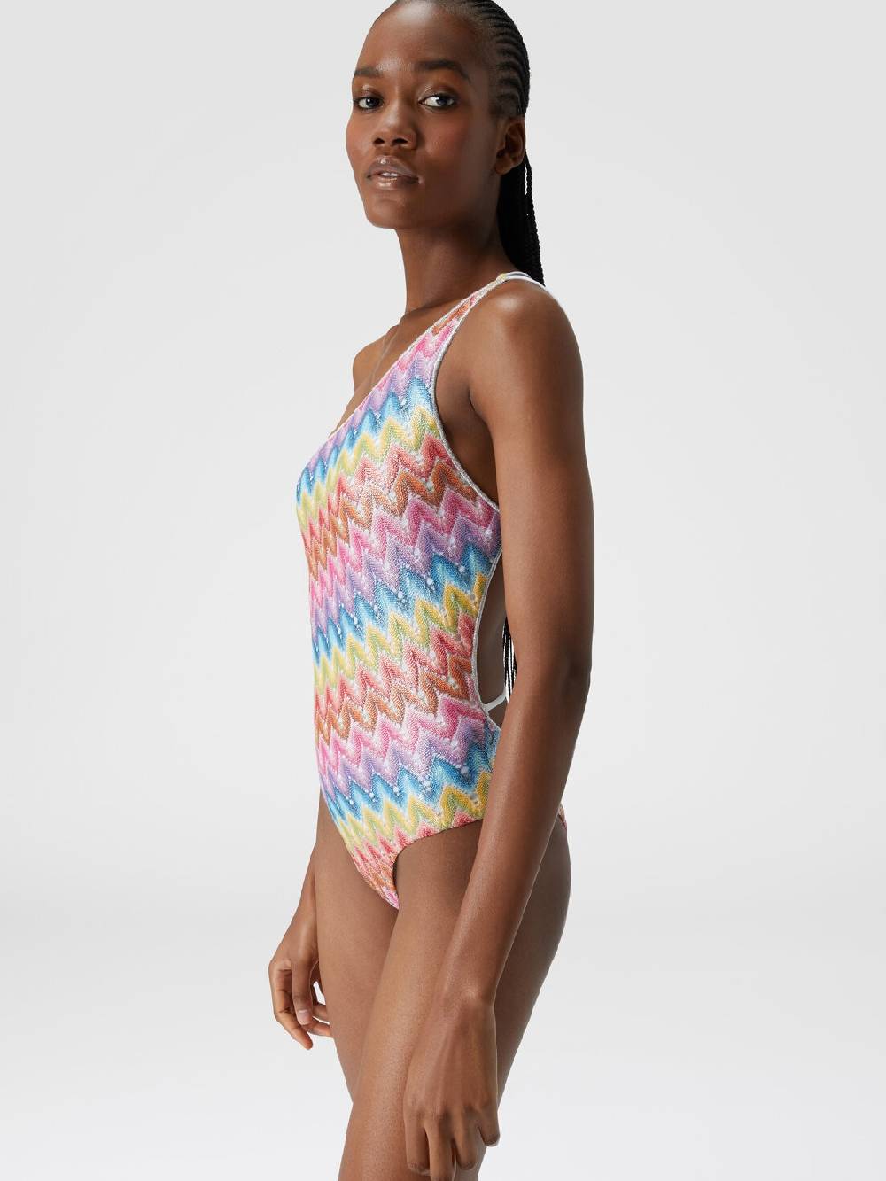 M Missoni Costume intero monospalla in pizzo spalmato Acquista Ora