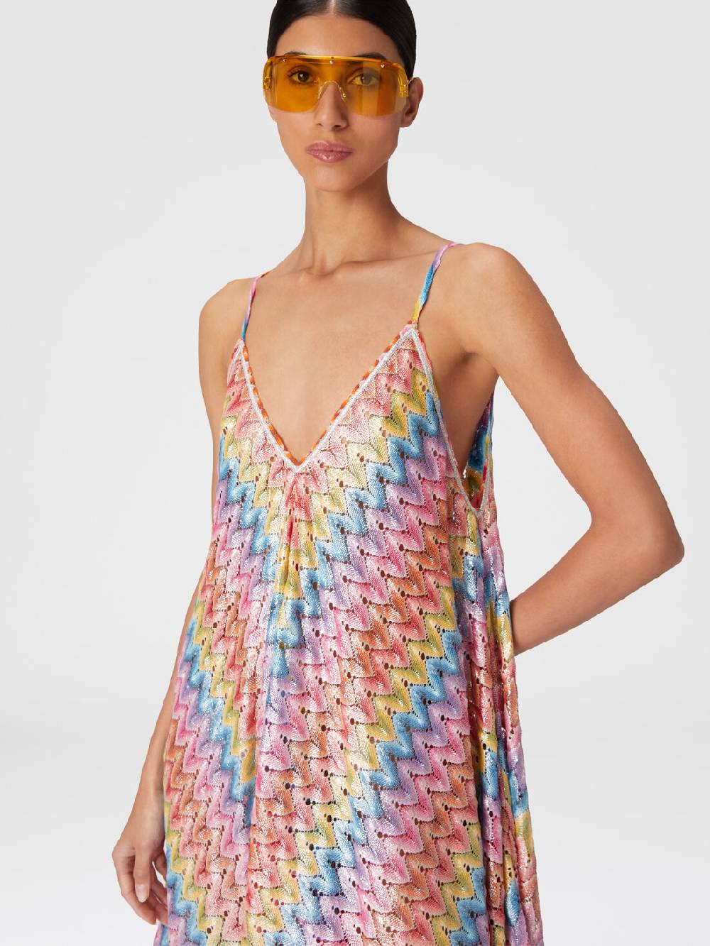 M Missoni Abito copricostume a foulard in pizzo spalmato Consegna Veloce