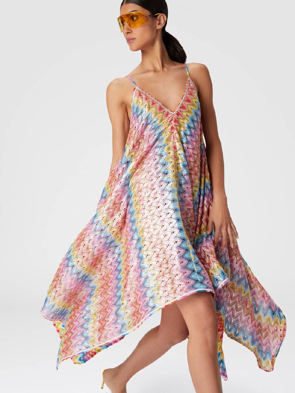 M Missoni Abito copricostume a foulard in pizzo spalmato Consegna Veloce