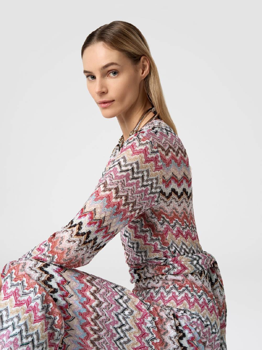 M Missoni Tuta lunga in viscosa lamé zig zag Offerta