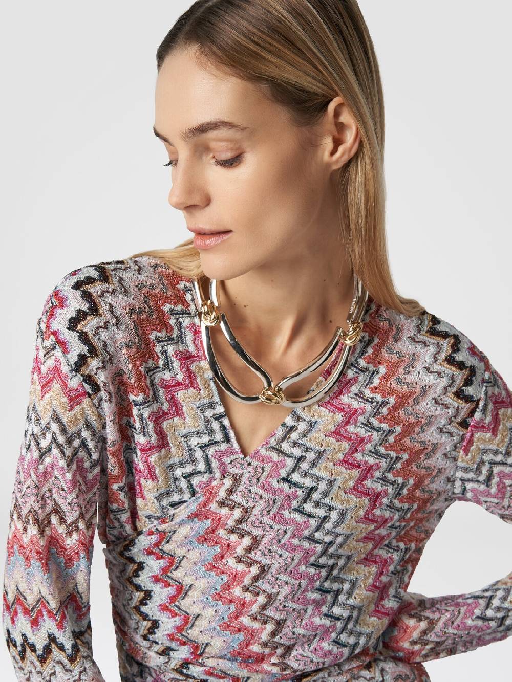 M Missoni Tuta lunga in viscosa lamé zig zag Offerta