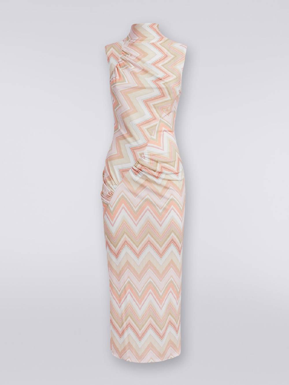 M Missoni Abito longuette in viscosa zig zag con arricciature In Vendita