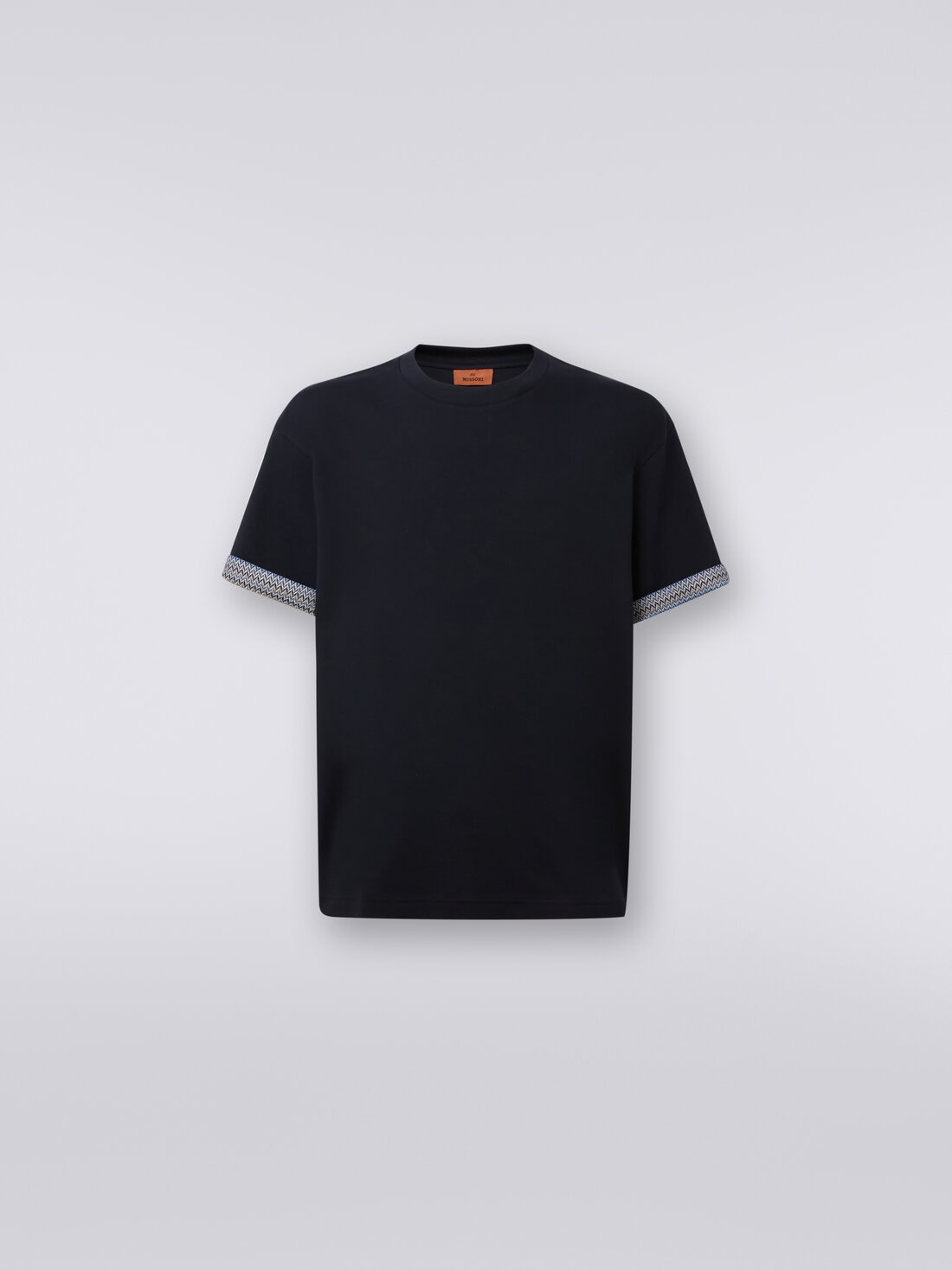 M Missoni T-shirt girocollo in cotone con risvolti chevron In Saldo