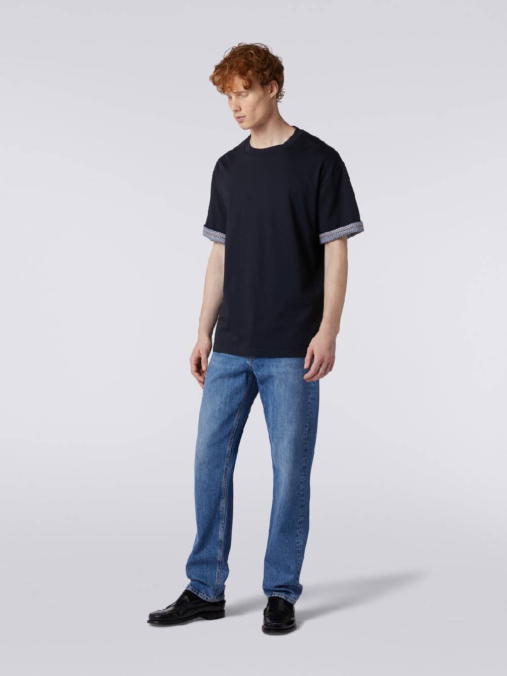 M Missoni T-shirt girocollo in cotone con risvolti chevron In Saldo