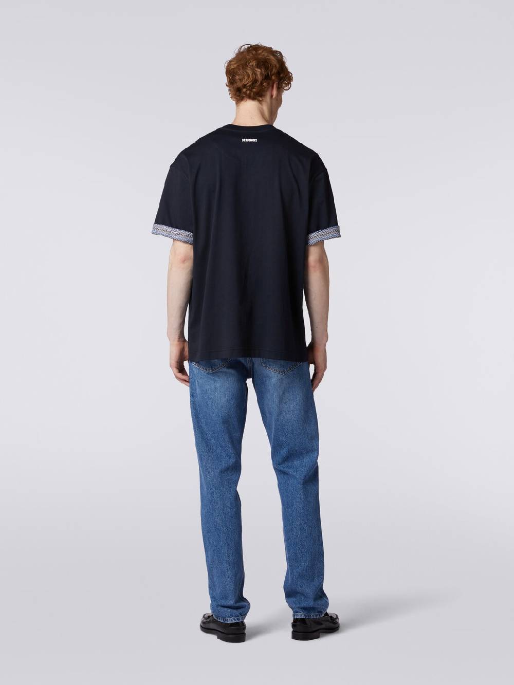 M Missoni T-shirt girocollo in cotone con risvolti chevron In Saldo