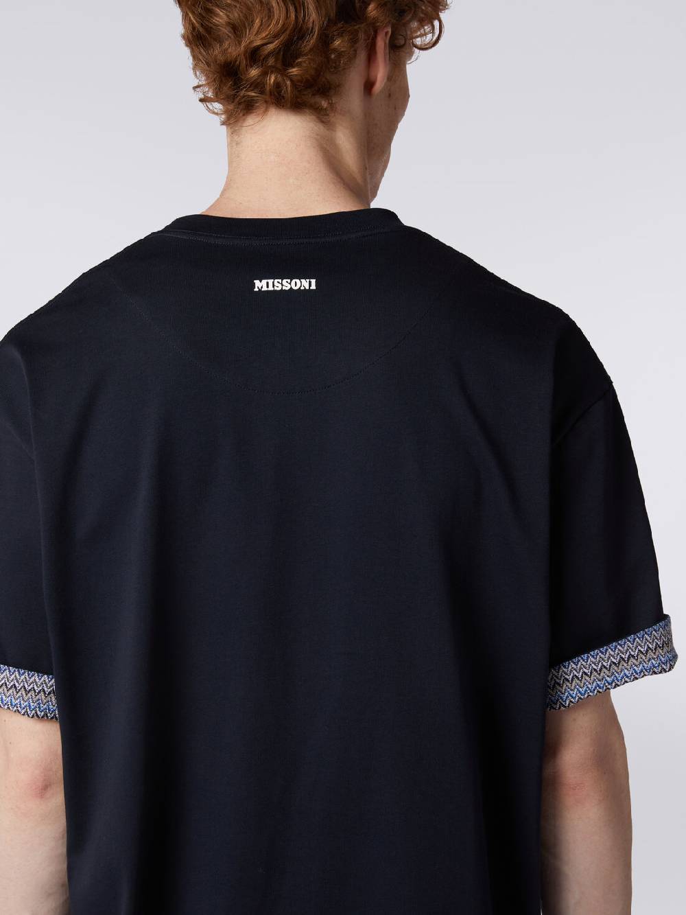 M Missoni T-shirt girocollo in cotone con risvolti chevron In Saldo