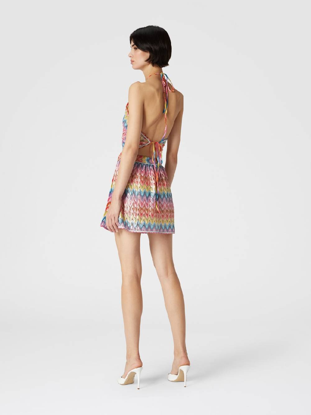 M Missoni Top a fazzoletto in pizzo di misto cotone spalmato Italy
