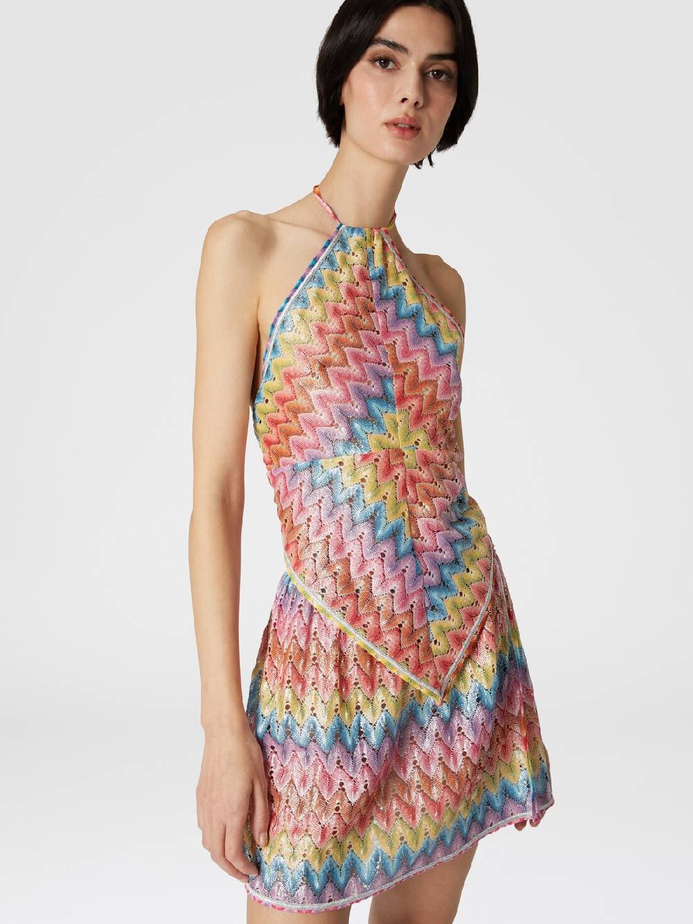 M Missoni Top a fazzoletto in pizzo di misto cotone spalmato Italy