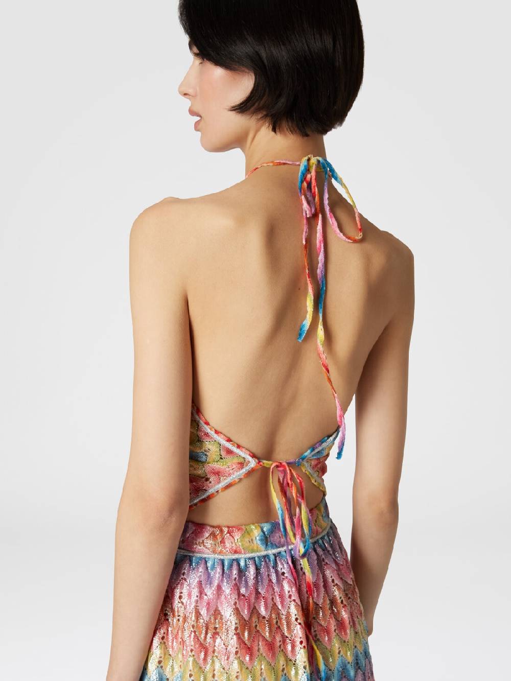 M Missoni Top a fazzoletto in pizzo di misto cotone spalmato Italy