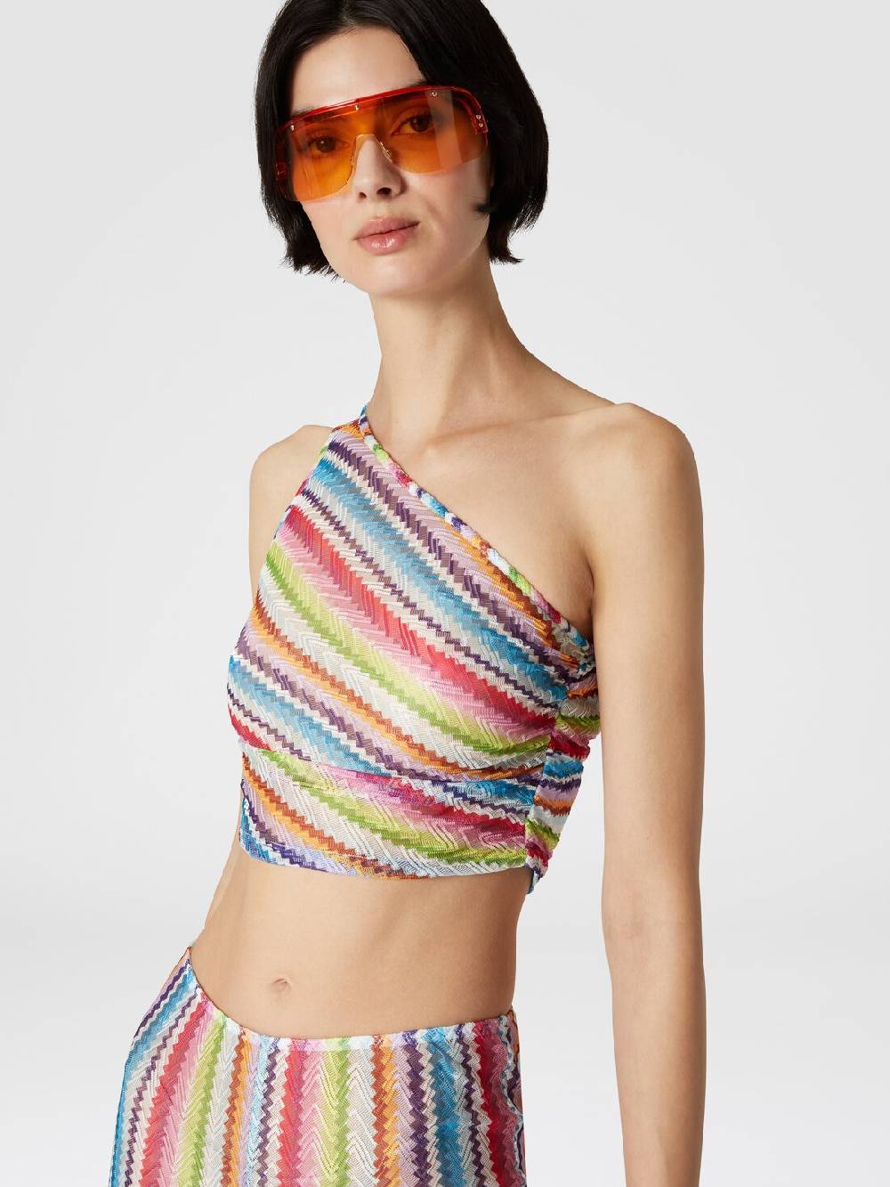 M Missoni Crop top monospalla con arricciatura laterale Nuovo