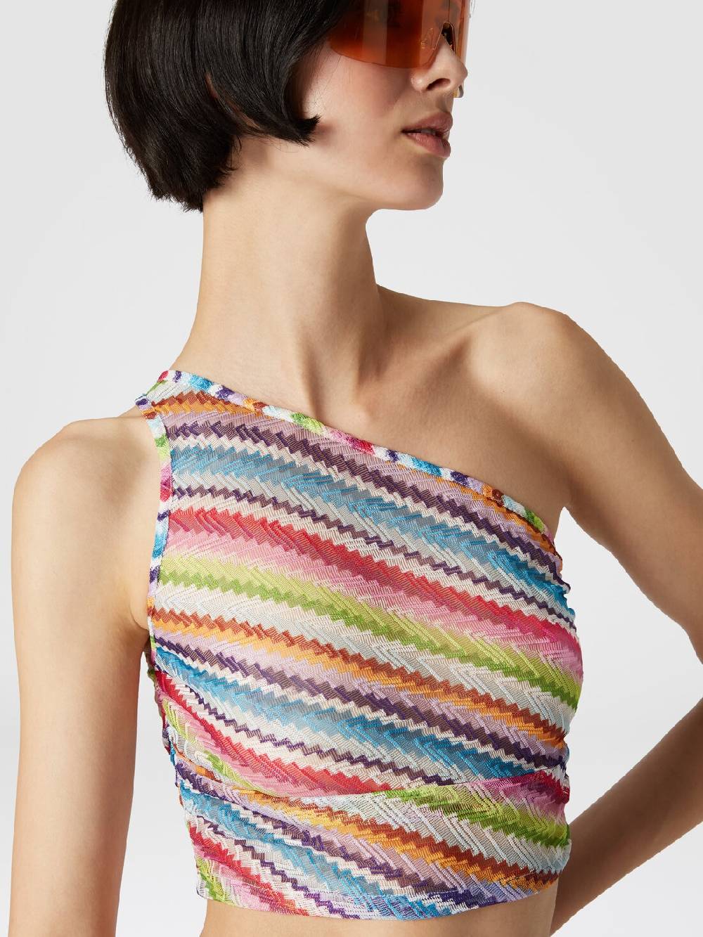 M Missoni Crop top monospalla con arricciatura laterale Nuovo