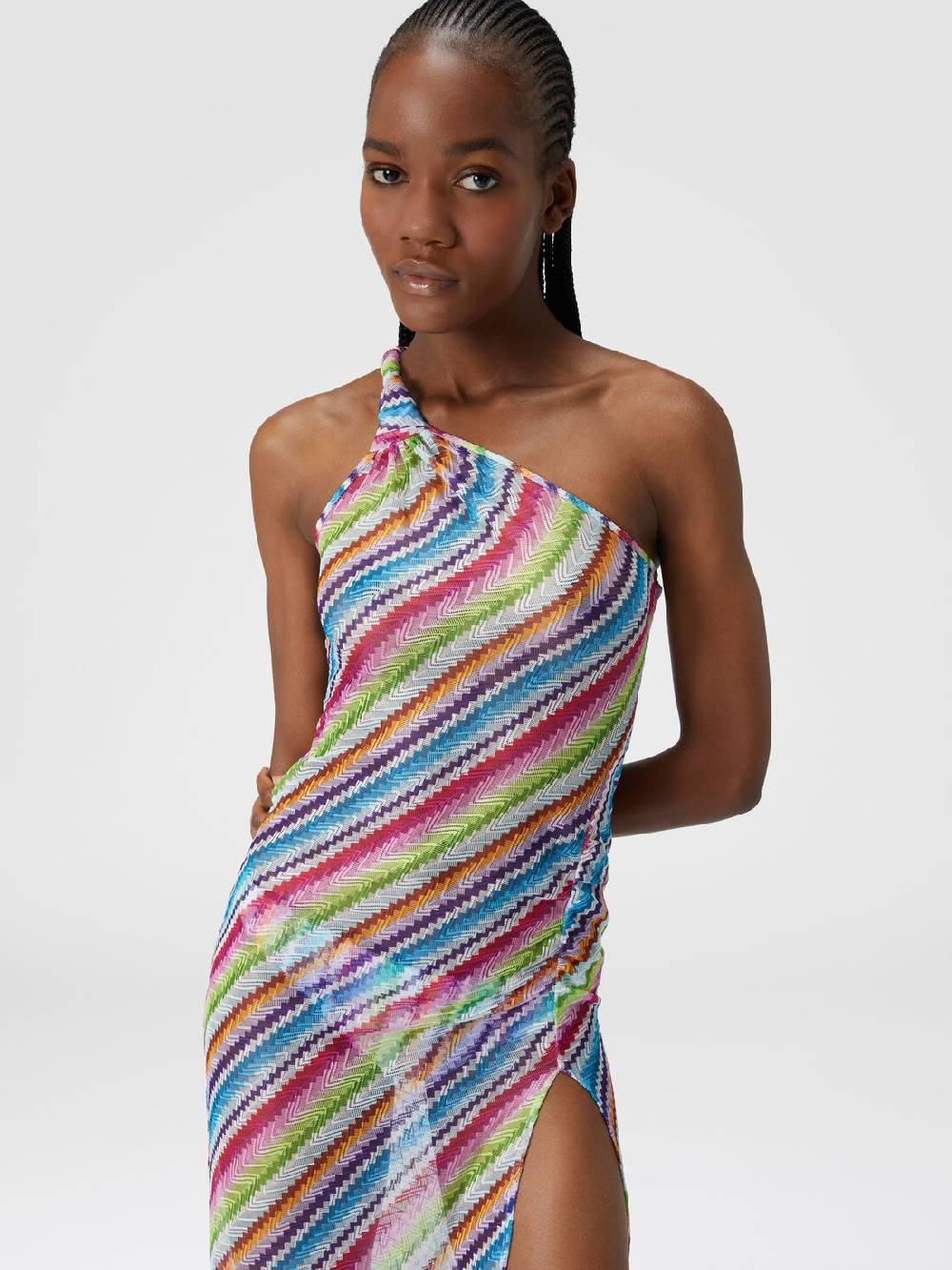 M Missoni Abito copricostume stampa zig zag con scollatura a nodo Spedizione Gratuita