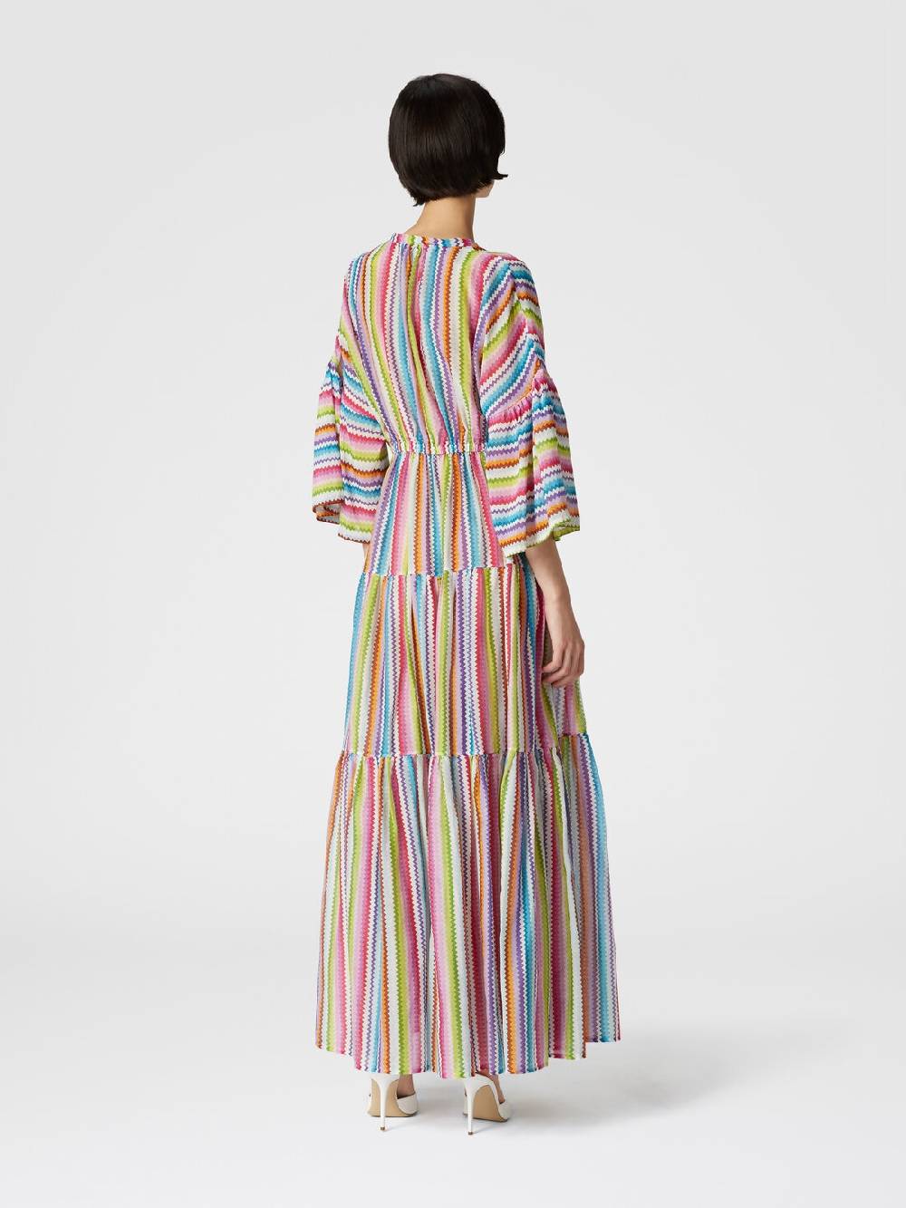 M Missoni Abito copricostume lungo a balze stampa zig zag Pezzi Unici