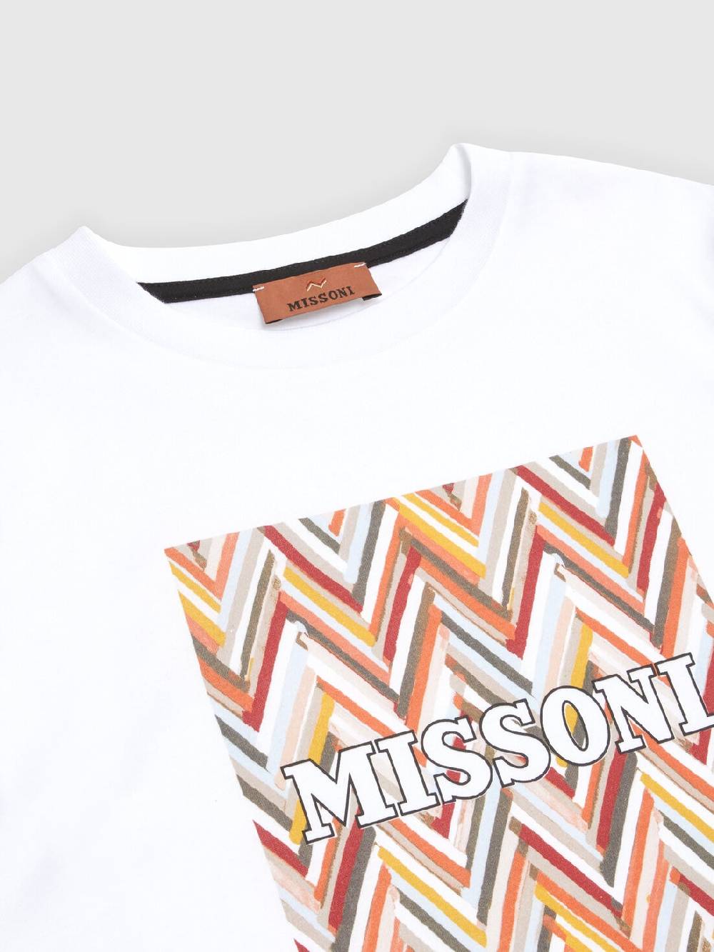 M Missoni T-shirt in jersey di cotone con stampa chevron e logo Fino Al -60%